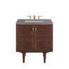 James Martin 670-V30-WLT-3GEX Amberly 30 Inch Mid-Century Walnut Single Sink Vanity with 3 cm Grey Expo Top