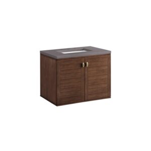 James Martin 670-V30-WLT-3GEX Amberly 30 Inch Mid-Century Walnut Single Sink Vanity with 3 cm Grey Expo Top