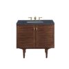 James Martin 670-V36-WLT-3CSP Amberly 36 Inch Mid-Century Walnut Single Sink Vanity with 3 cm Charcoal Soapstone Top