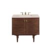 James Martin 670-V36-WLT-3EMR Amberly 36 Inch Mid-Century Walnut Single Sink Vanity with 3 cm Eternal Marfil Top