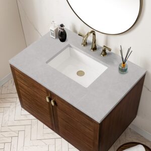 James Martin 670-V36-WLT-3ESR Amberly 36 Inch Mid-Century Walnut Single Sink Vanity with 3 cm Eternal Serena Top