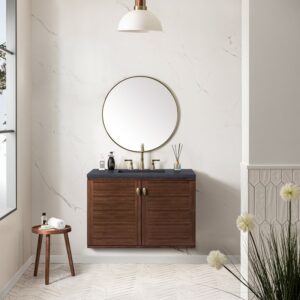 James Martin 670-V36-WLT Amberly 35 7/8 Inch Mid-Century Walnut Single Sink Vanity Cabinet Only