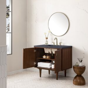 James Martin 670-V36-WLT Amberly 35 7/8 Inch Mid-Century Walnut Single Sink Vanity Cabinet Only