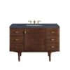 James Martin 670-V48-WLT-3CSP Amberly 48 Inch Mid-Century Walnut Single Sink Vanity with 3 cm Charcoal Soapstone Top