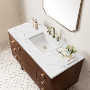 James Martin 670-V48-WLT-3ENC Amberly 48 Inch Mid-Century Walnut Single Sink Vanity with 3 cm Ethereal Noctis Top