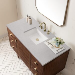 James Martin 670-V48-WLT-3ESR Amberly 48 Inch Mid-Century Walnut Single Sink Vanity with 3 cm Eternal Serena Top