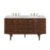 James Martin 670-V60D-WLT-3EJP Amberly 60 Inch Mid-Century Walnut Double Sink Vanity with 3 cm Eternal Jasmine Pearl Top