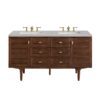 James Martin 670-V60D-WLT-3ESR Amberly 60 Inch Mid-Century Walnut Double Sink Vanity with 3 cm Eternal Serena Top