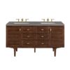 James Martin 670-V60D-WLT-3GEX Amberly 60 Inch Mid-Century Walnut Double Sink Vanity with 3 cm Grey Expo Top