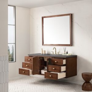 James Martin 670-V60S-WLT-3GEX Amberly 60 Inch Mid-Century Walnut Single Sink Vanity with 3 cm Grey Expo Top