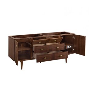 James Martin 670-V72-WLT Amberly 71 7/8 Inch Mid-Century Walnut Double Sink Vanity Cabinet Only