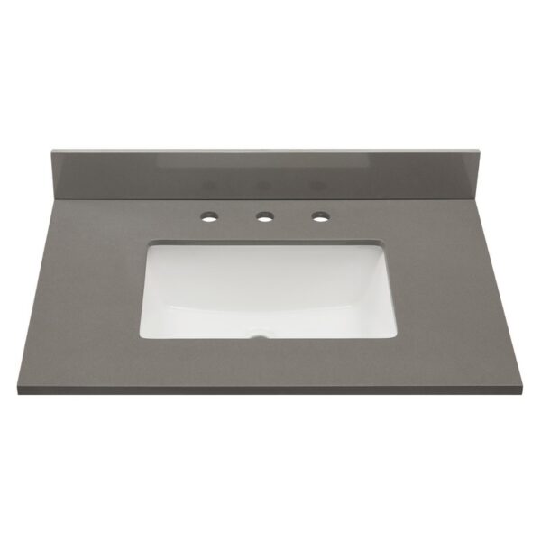 Altair 67031-CTP-CG Madrid 31 Inch Stone effects Vanity Top In Concrete Grey with White Sink