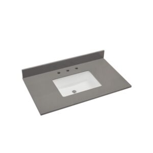 Altair 67037-CTP-CG Madrid 37 Inch Stone effects Vanity Top in Concrete Grey with White Sink