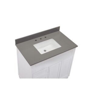 Altair 67037-CTP-CG Madrid 37 Inch Stone effects Vanity Top in Concrete Grey with White Sink