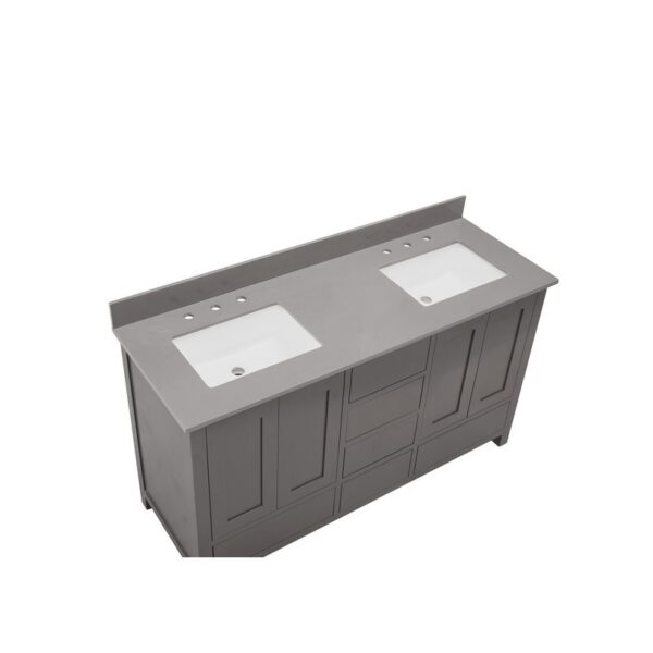 Altair 67061-CTP-CG Madrid 61 Inch Stone effects Vanity Top in Concrete Grey with White Sink