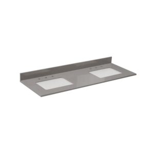 Altair 67061-CTP-CG Madrid 61 Inch Stone effects Vanity Top in Concrete Grey with White Sink