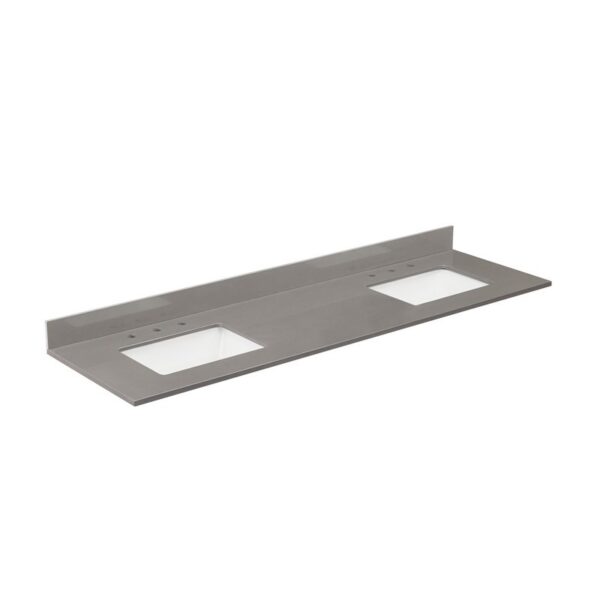 Altair 67073-CTP-CG Madrid 73 Inch Stone effects Vanity Top in Concrete Grey with White Sink