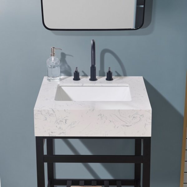 Altair 68024-CTP-AWAP Merano 24 Inch Stone Effects Vanity Top with White Sink - Aosta White Apron