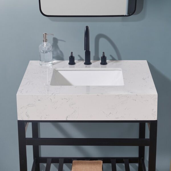 Altair 68030-CTP-AWAP Merano 30 Inch Stone Effects Vanity Top with White Sink - Aosta White Apron