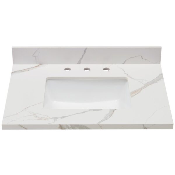 Altair 69031-CTP-CW Eivissa 31 Inch Stone effects Vanity Top in Calacatta White with White Sink