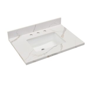 Altair 69031-CTP-CW Eivissa 31 Inch Stone effects Vanity Top in Calacatta White with White Sink