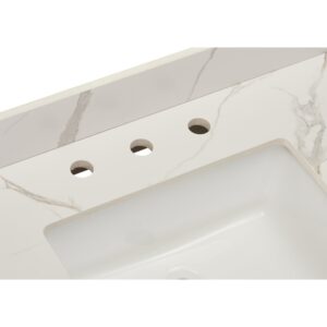 Altair 69037-CTP-CW Eivissa 37 Inch Stone effects Vanity Top in Calacatta White with White Sink