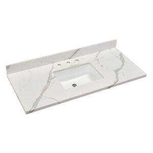 Altair 69049-CTP-CW Eivissa 49 Inch Stone effects Vanity Top in Calacatta White with White Sink