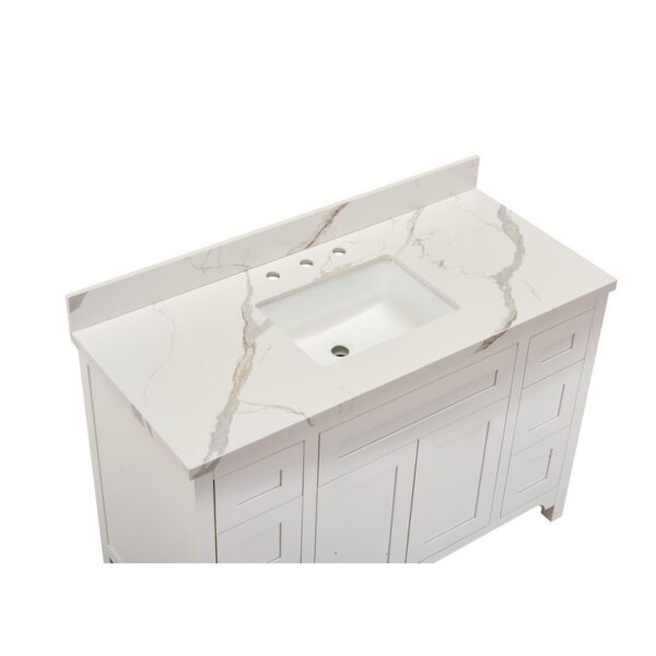 Altair 69049-CTP-CW Eivissa 49 Inch Stone effects Vanity Top in Calacatta White with White Sink