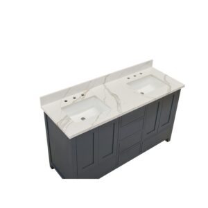 Altair 69061-CTP-CW Eivissa 61 Inch Stone effects Vanity Top in Calacatta White with White Sink