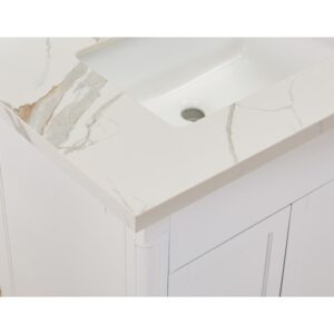 Altair 69073-CTP-CW Eivissa 73 Inch Stone effects Vanity Top in Calacatta White with White Sink