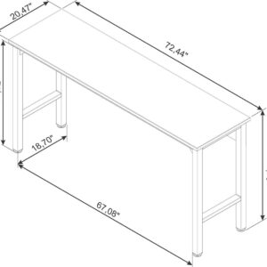 Manhattan Comfort Fortress 72.4" Natural Wood and Steel Garage Table in Charcoal Grey