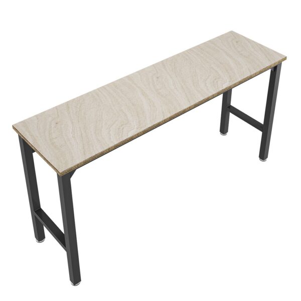 Manhattan Comfort Fortress 72.4" Natural Wood and Steel Garage Table in Charcoal Grey