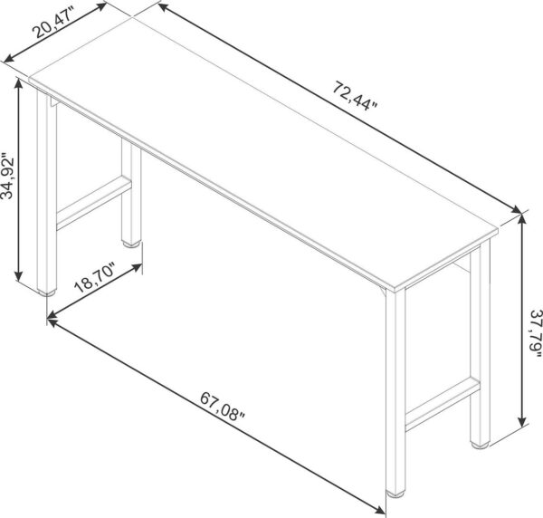 Manhattan Comfort Fortress 72.4" Natural Wood and Steel Garage Table in White