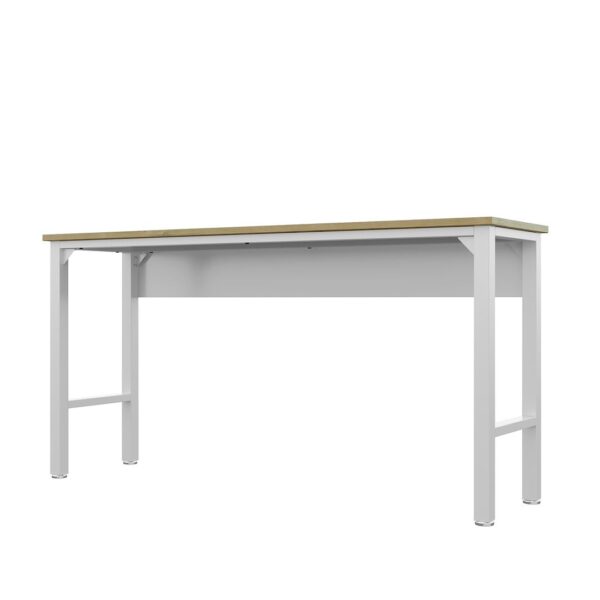 Manhattan Comfort Fortress 72.4" Natural Wood and Steel Garage Table in White