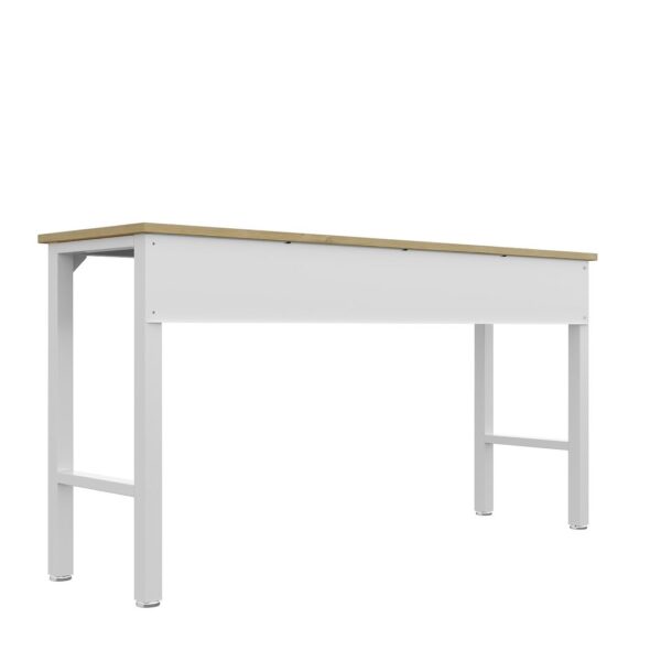 Manhattan Comfort Fortress 72.4" Natural Wood and Steel Garage Table in White