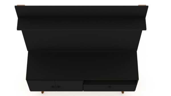 Manhattan Comfort Tribeca 53.94 Mid-Century Modern TV Stand and Panel with Media and Display Shelves in Black