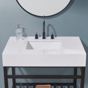 Altair 70036-CTP-SWAP Edolo 36 Inch Stone Effects Vanity Top with White Sink - Snow White Apron