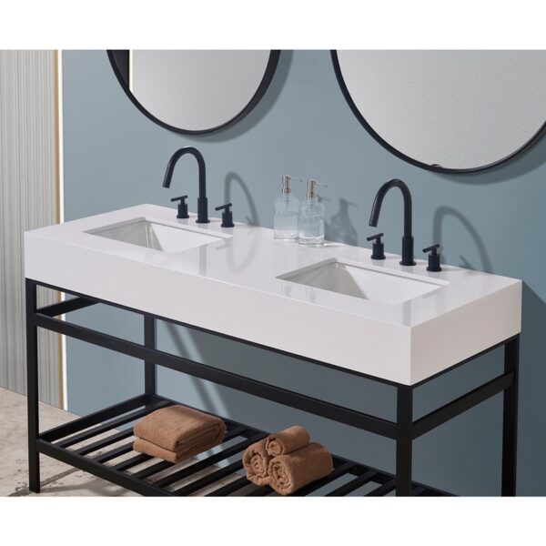 Altair 70060-CTP-SWAP Edolo 60 Inch Stone Effects Vanity Top with White Sink - Snow White Apron