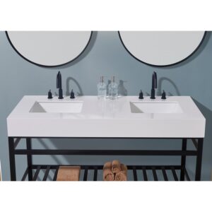 Altair 70060-CTP-SWAP Edolo 60 Inch Stone Effects Vanity Top with White Sink - Snow White Apron