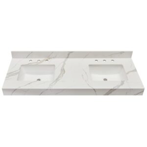 Altair 71060-CTP-CWAP Marseille 60 Inch Stone effects Vanity Top in Calacatta White Apron with White Sink