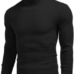 RetailHuntUSA Mens Ribbed Slim Fit Knitted Pullover Turtleneck Sweater