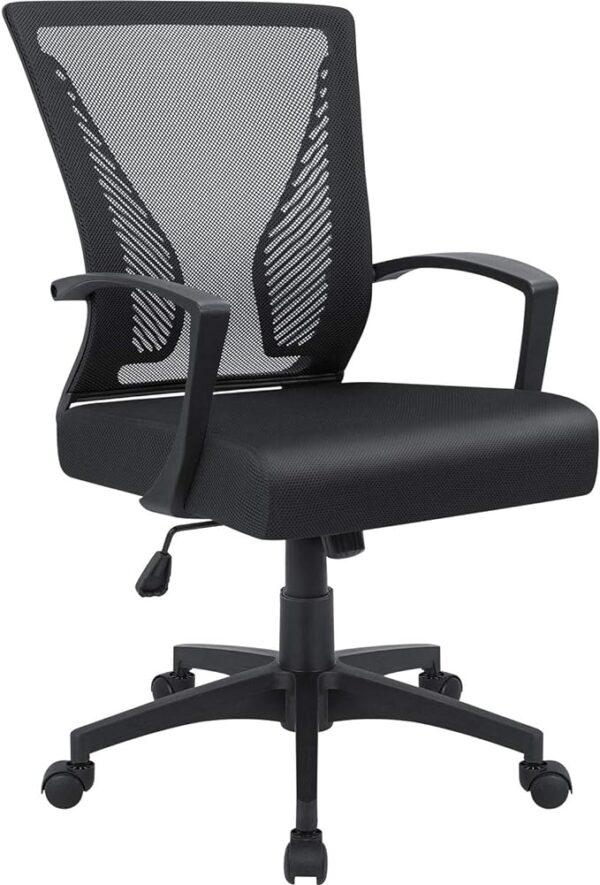 RetailHuntUSA Office Chair Mid Back Swivel Lumbar Support Desk Chair, Computer Ergonomic Mesh Chair with Armrest (Black)