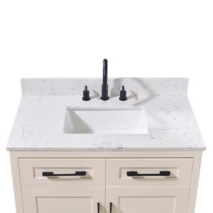 Altair 72037-CTP-AW Trento 37 Inch Stone Effects Vanity Top with White Sink - Aosta White