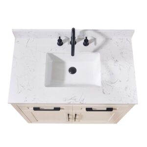 Altair 72037-CTP-AW Trento 37 Inch Stone Effects Vanity Top with White Sink - Aosta White