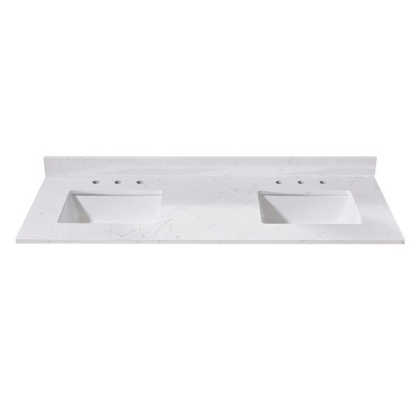 Altair 72061-CTP-AW Trento 61 Inch Stone Effects Vanity Top with Double White Sink - Aosta White