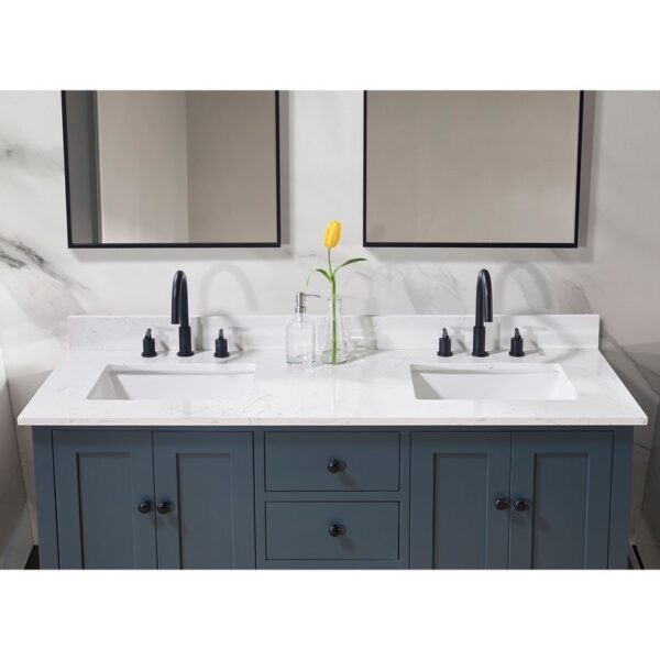 Altair 72061-CTP-AW Trento 61 Inch Stone Effects Vanity Top with Double White Sink - Aosta White