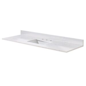 Altair 72061S-CTP-AW Trento 61 Inch Stone Effects Vanity Top with Single White Sink - Aosta White