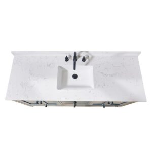 Altair 72061S-CTP-AW Trento 61 Inch Stone Effects Vanity Top with Single White Sink - Aosta White