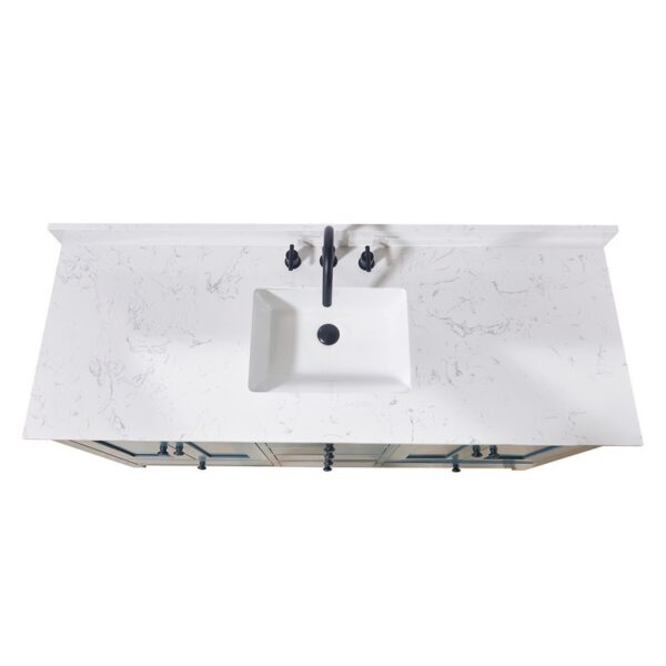 Altair 72061S-CTP-AW Trento 61 Inch Stone Effects Vanity Top with Single White Sink - Aosta White