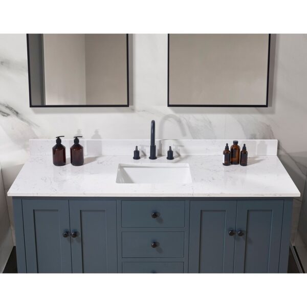 Altair 72061S-CTP-AW Trento 61 Inch Stone Effects Vanity Top with Single White Sink - Aosta White